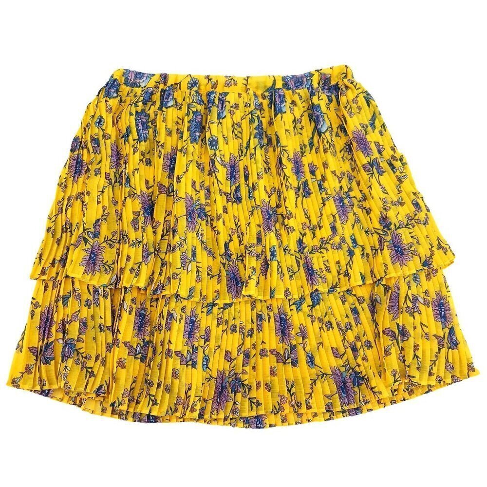 NWT Banana Republic Yellow Floral Tiered Pleated Skirt XS